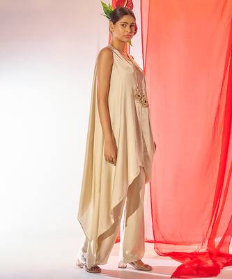 Ivory embroidered satin co ord set 3