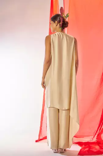 Ivory embroidered satin co ord set
