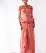 Rose pink embroidered organza co ord set