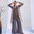 Lilac brown embroidered crepe co ord set