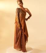 Rich brown embroidered crepe co ord set