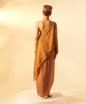 Rich brown embroidered crepe co ord set 3