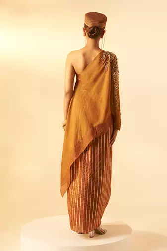 Rich brown embroidered crepe co ord set