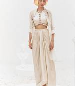 Ivory embroidered satin co ord set