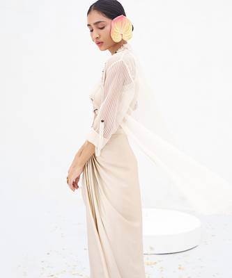 Ivory embroidered satin co ord set 3
