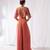 Peach hand embroidered crepe co ord set