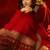 Red colour vichitra silk embroidered gown pant set with dupatta