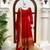Red colour vichitra silk embroidered gown pant set with dupatta