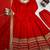 Red colour vichitra silk embroidered gown pant set with dupatta