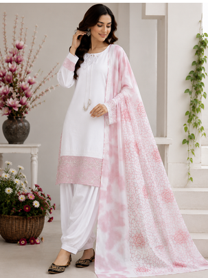 Light Pink Color Embroidery And Sequence Work Silk Blend Salwar Suit 3