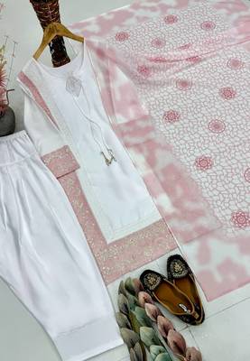 Light Pink Color Embroidery And Sequence Work Silk Blend Salwar Suit 4