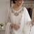 Peach colour embroidered faux georgette palazzo suit with dupatta