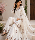 Off White Color Embroidery And Sequince Work Silk Blend Salwar Suit