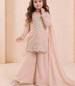 Designer party wear look kids top palazzo & dupatta set