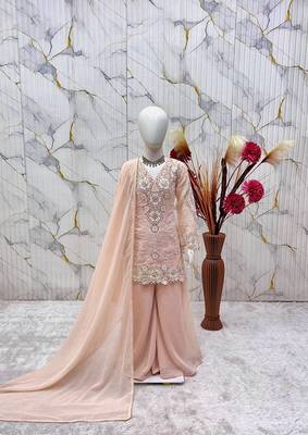 Designer party wear look kids top palazzo & dupatta set 2