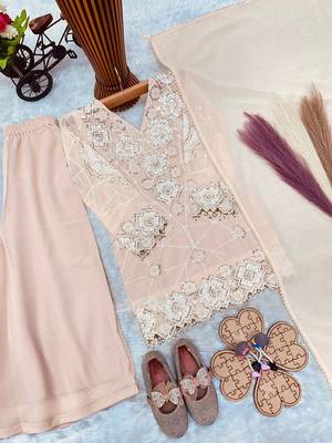 Designer party wear look kids top palazzo & dupatta set 3