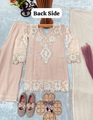 Designer party wear look kids top palazzo & dupatta set 4