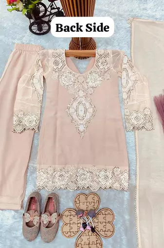 Designer party wear look kids top palazzo & dupatta set