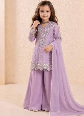 Designer party wear look kids top palazzo & dupatta set 1