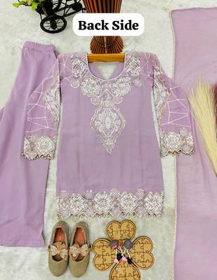 Designer party wear look kids top palazzo & dupatta set 4