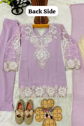 Designer party wear look kids top palazzo & dupatta set