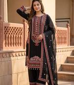 Black heavy mal chanderi  party wear embroidery plazzo suit set