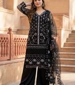 Black heavy soft net  party wear embroidery  plazzo suit set