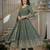 Dark grey heavy crunchy silk party wear embroidery anarkali suit set
