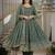 Dark grey heavy crunchy silk party wear embroidery anarkali suit set