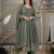 Dark grey heavy crunchy silk party wear embroidery anarkali suit set