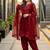Red heavy roman glass party wear embroidery suit set