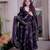 Dark purple maslin cotton party wear embroidery anarkali suit set