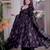 Dark purple maslin cotton party wear embroidery anarkali suit set