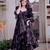 Dark purple maslin cotton party wear embroidery anarkali suit set