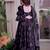 Dark purple maslin cotton party wear embroidery anarkali suit set