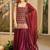 Red faux georgette party wear embroidery sharara suit set