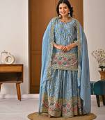 Lite rama heavy chinon silk party wear embroidery sharara suit set