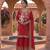 Red chinon silk party wear embroidery suit set