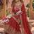 Red chinon silk party wear embroidery suit set