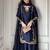 Blue natural crep silk party wear embroidery farshi salwar suit set