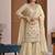 Cream natural crep party wear embroidery sharara suit set