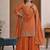 Orange natural crep party wear embroidery sharara suit set
