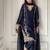 Blue natural crep silk party wear embroidery farshi salwar suit set