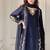 Blue natural crep silk party wear embroidery farshi salwar suit set