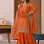 Orange natural crep party wear embroidery sharara suit set