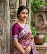 New Designer Banarasi Soft Silk Woven Saree With Blouse Set For Women's
