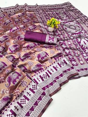 New Designer Banarasi Soft Silk Woven Saree With Blouse Set For Women's 3