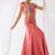 Rose pink embroidered chinon pre draped saree set