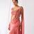 Rose pink embroidered chinon pre draped saree set