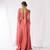 Rose pink embroidered chinon pre draped saree set